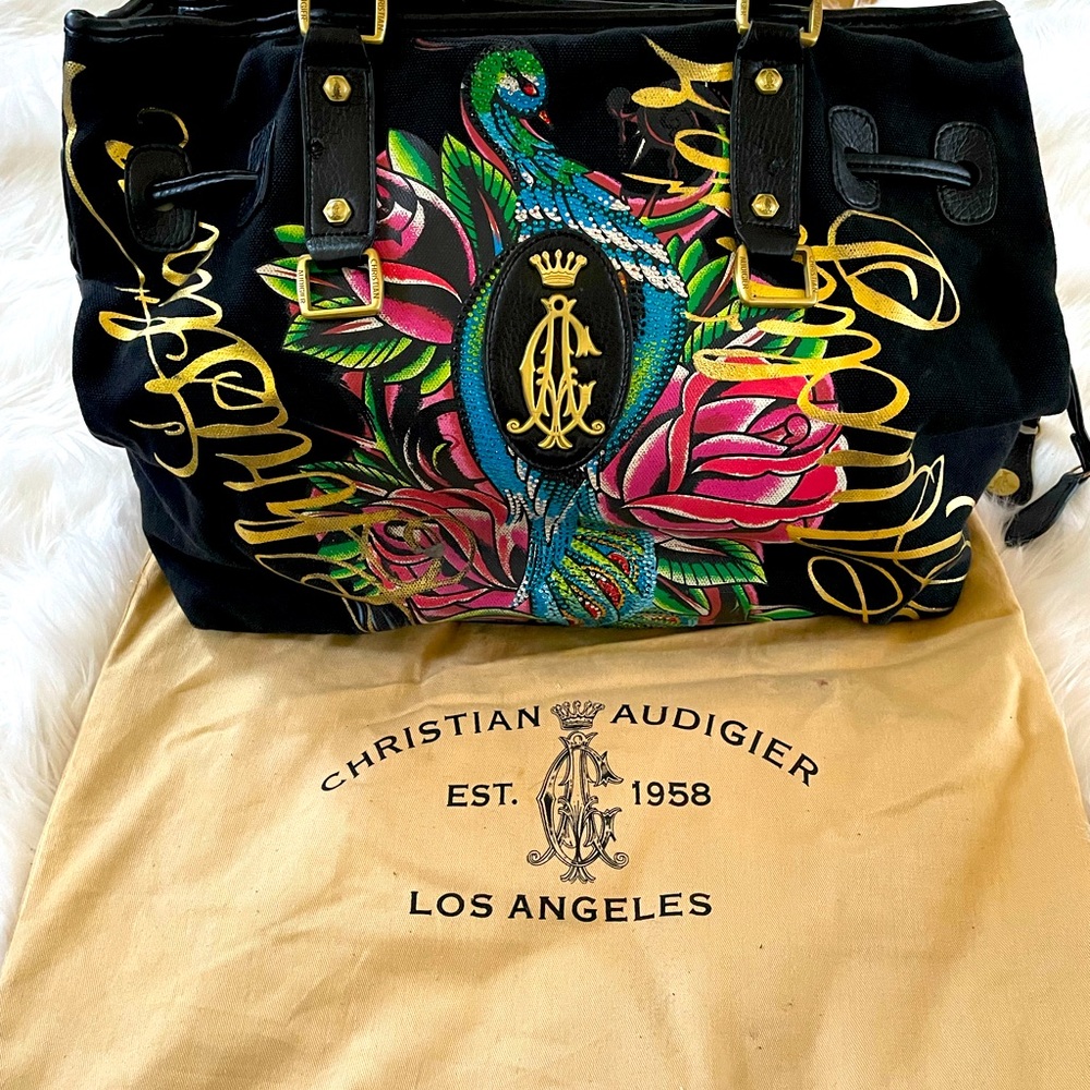 Christian Audigier HandPainted Shoulder Bag
